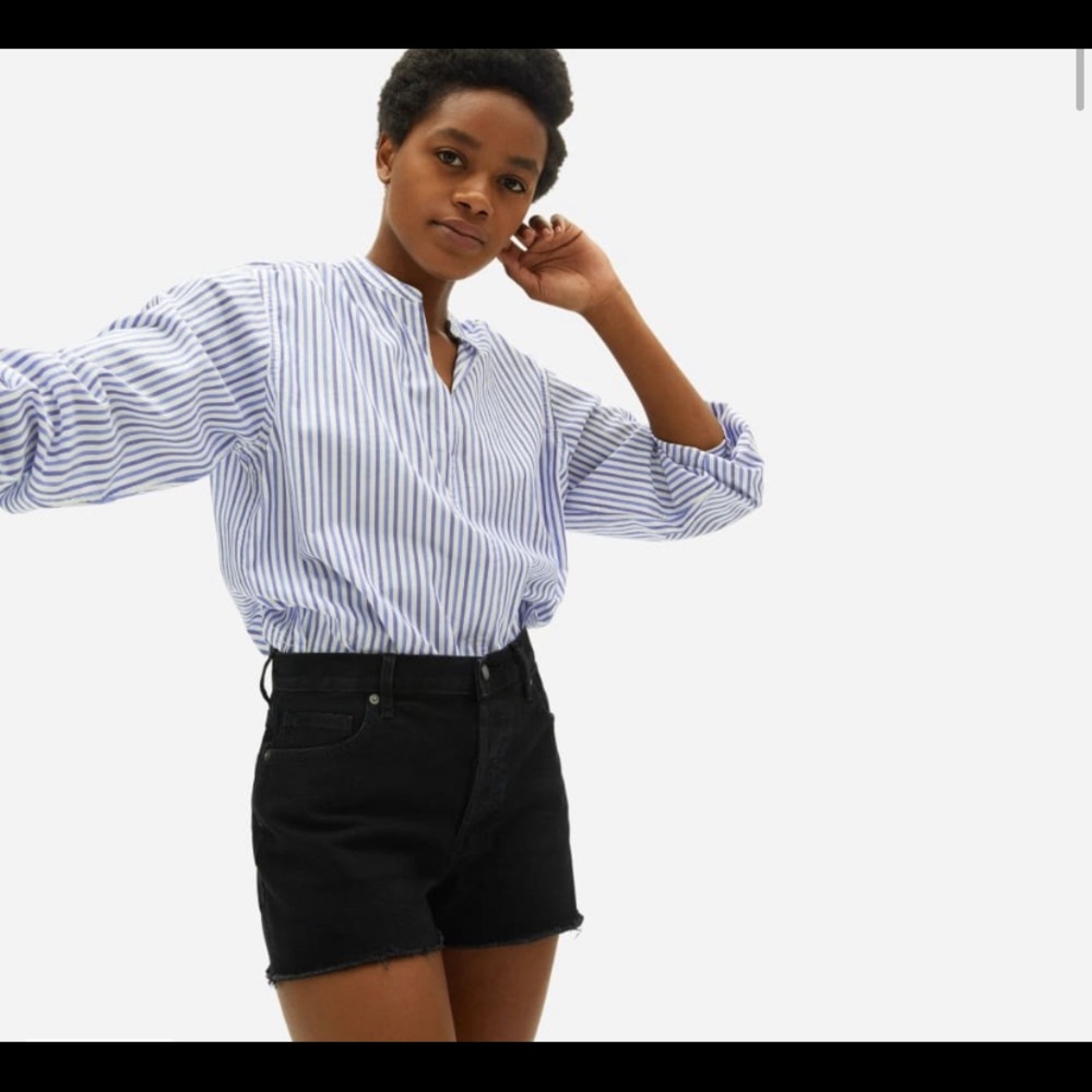 Everlane silky cotton split neck top